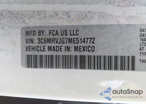 2021 Ram Promaster 3500 Cargo Van High Roof 159 Wb Ext z USA, uszkodzony, nr VIN 3C6MRVJG7ME514772